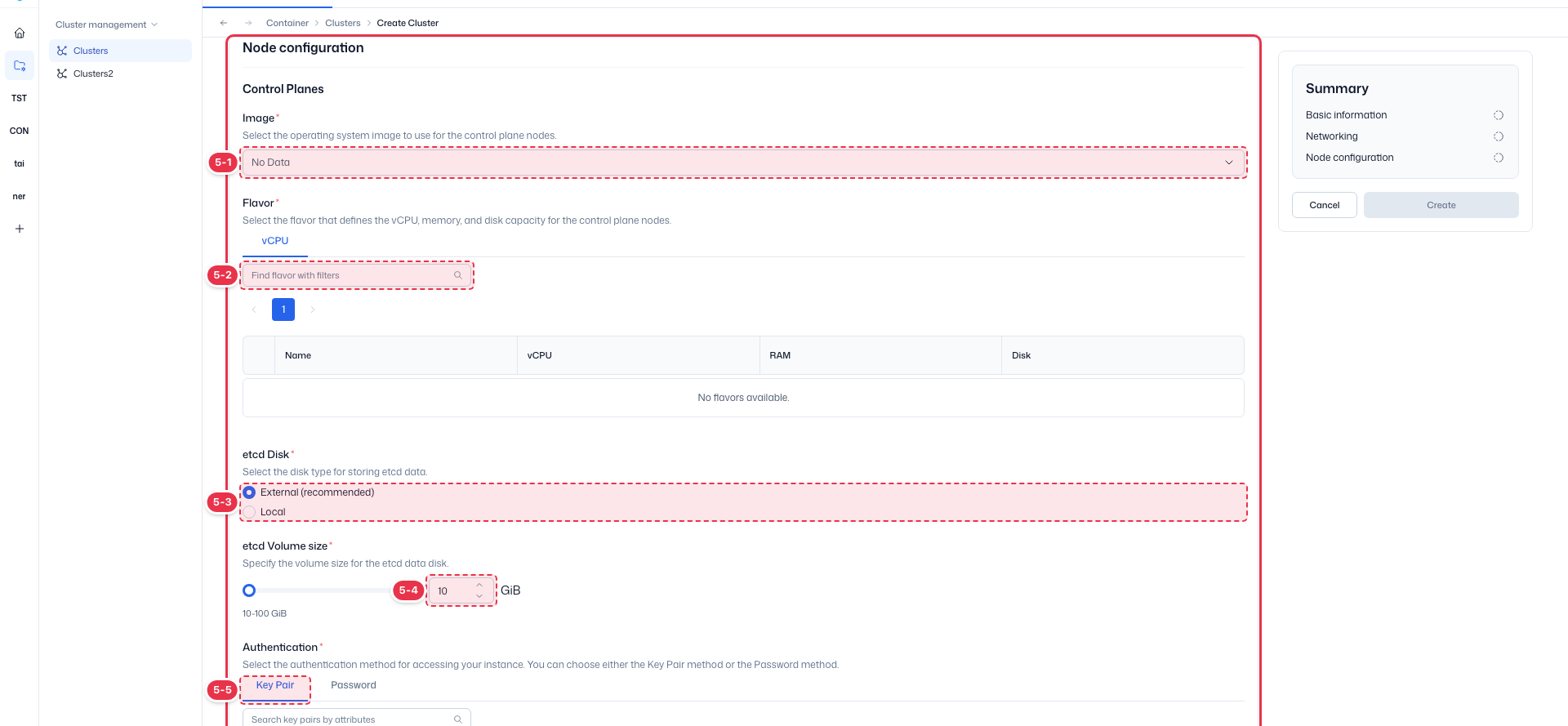 Node configuration · Control Planes
