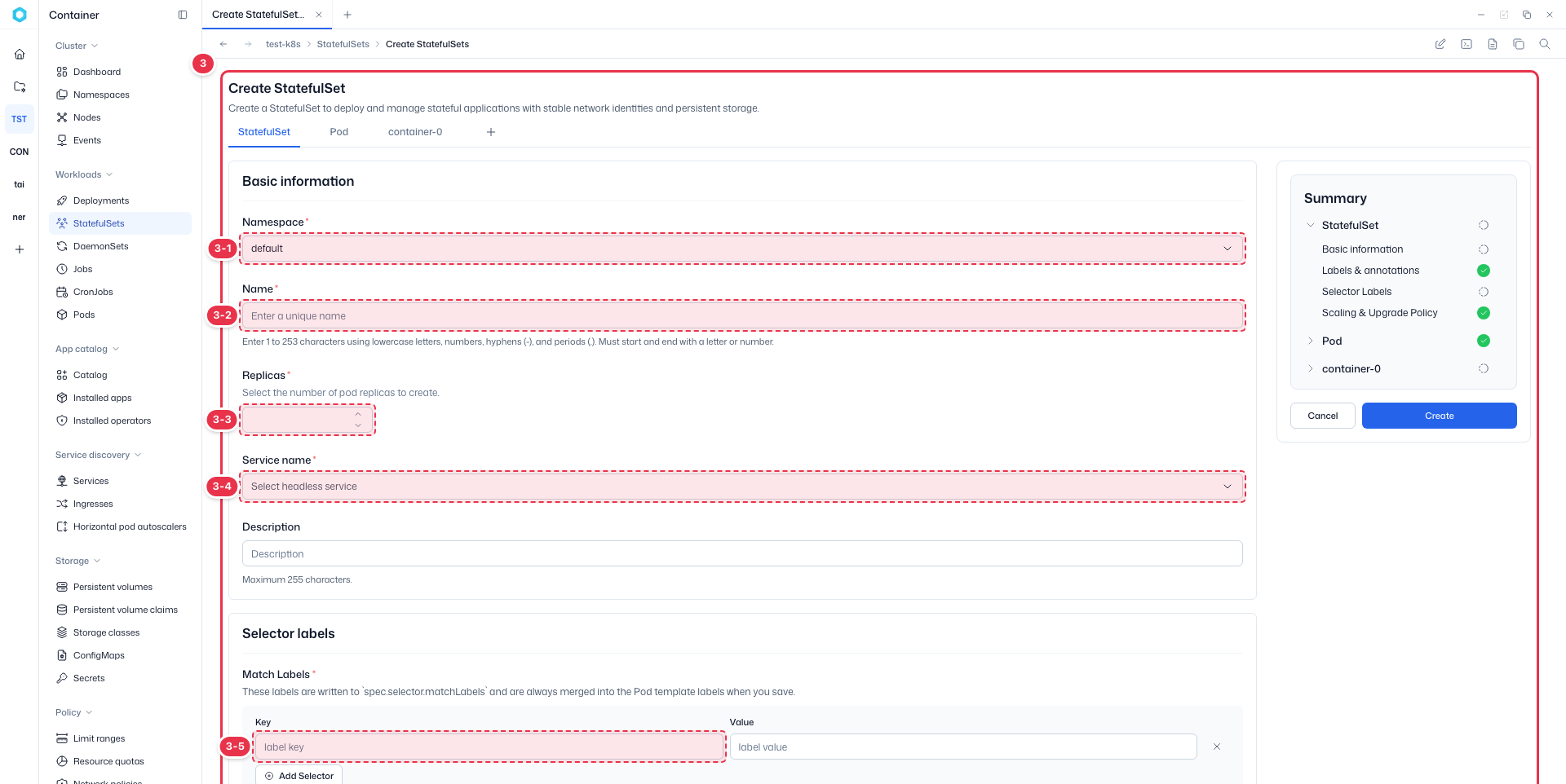 Create StatefulSet: StatefulSet