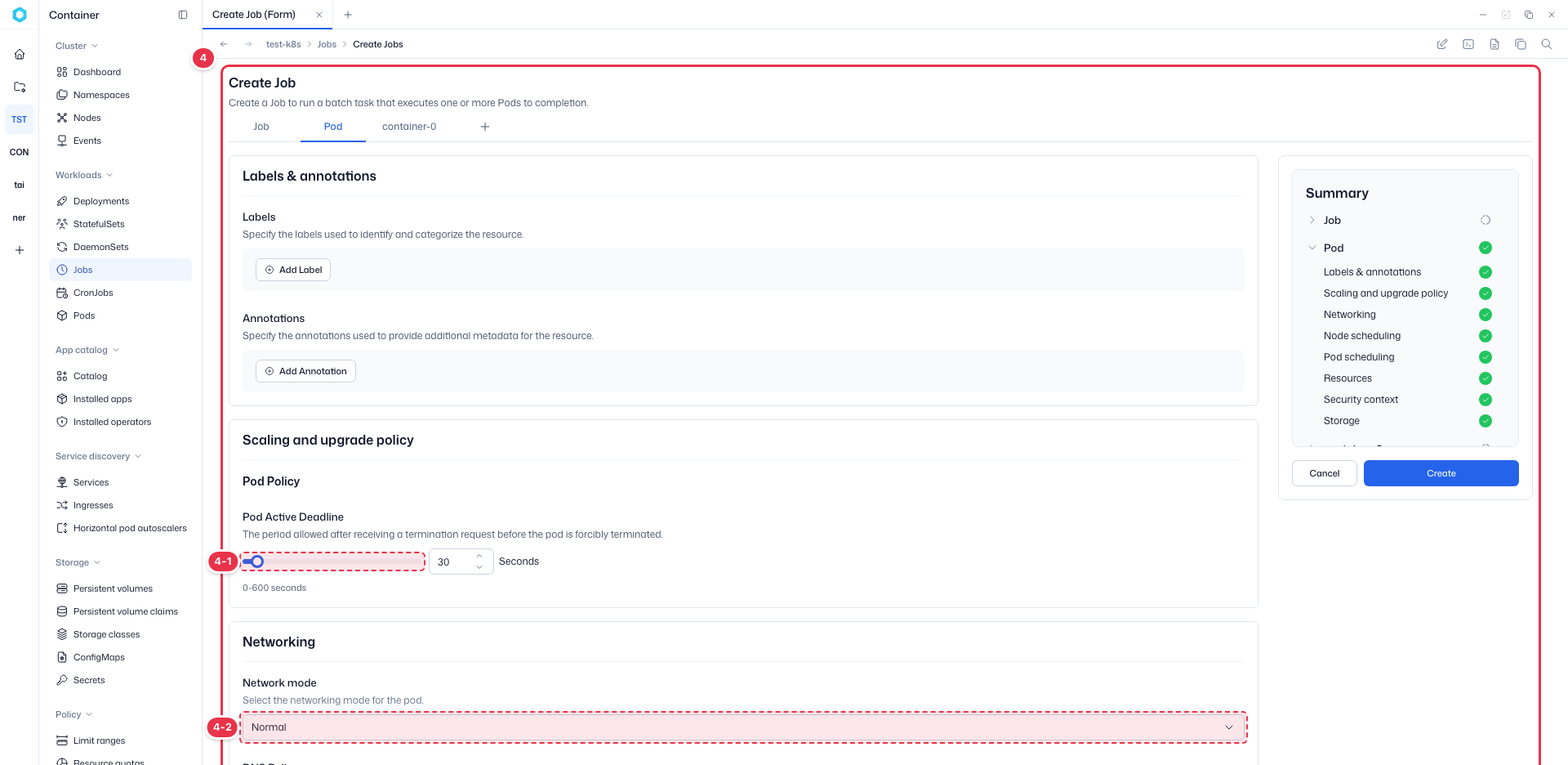 Create Job: Pod