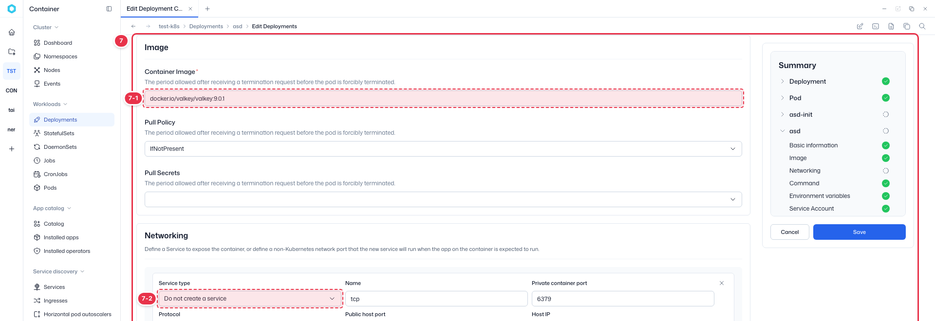 Edit Config: Container