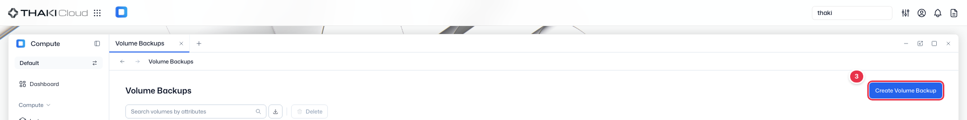 Create Volume Backup