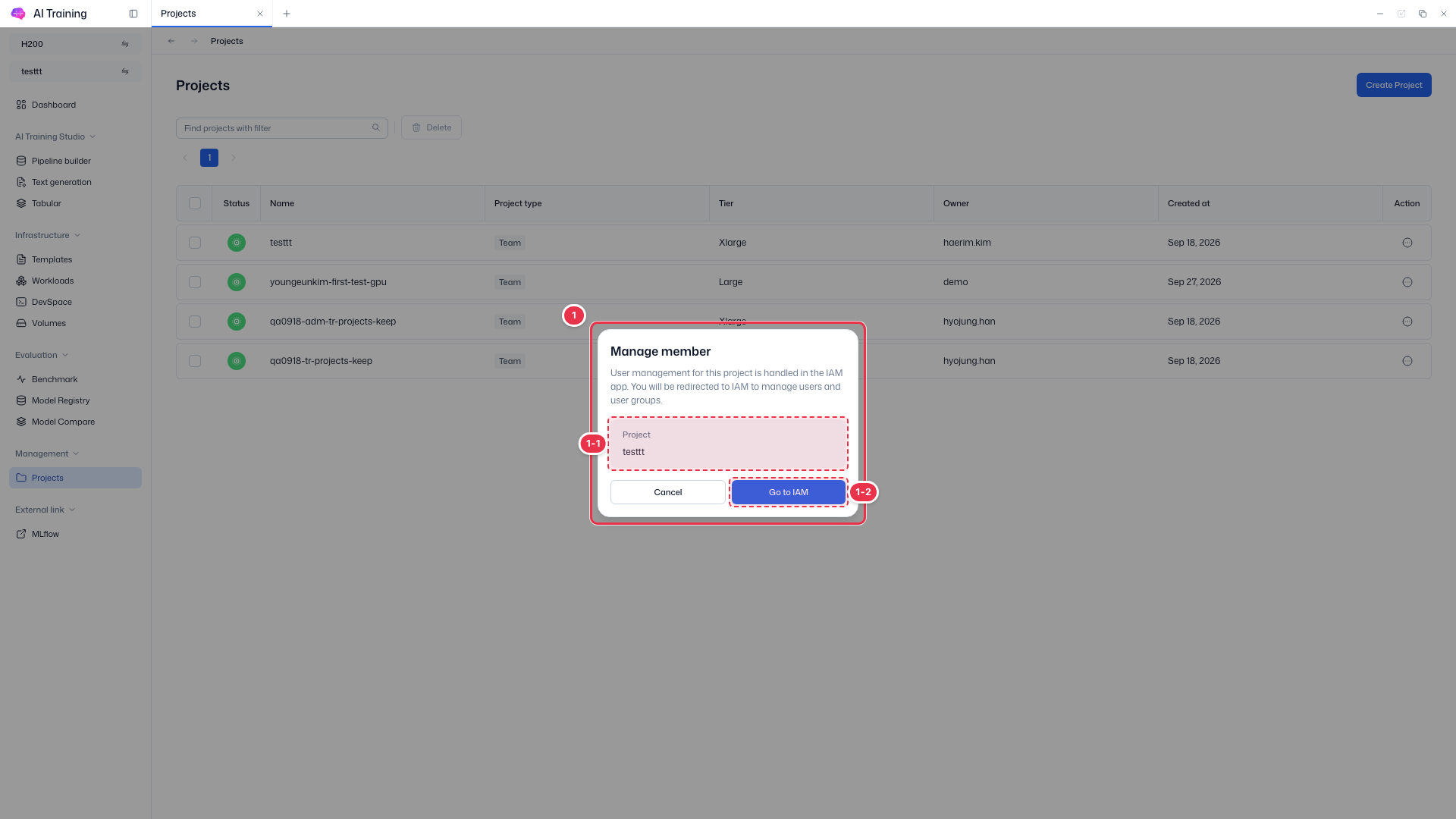 Manage member