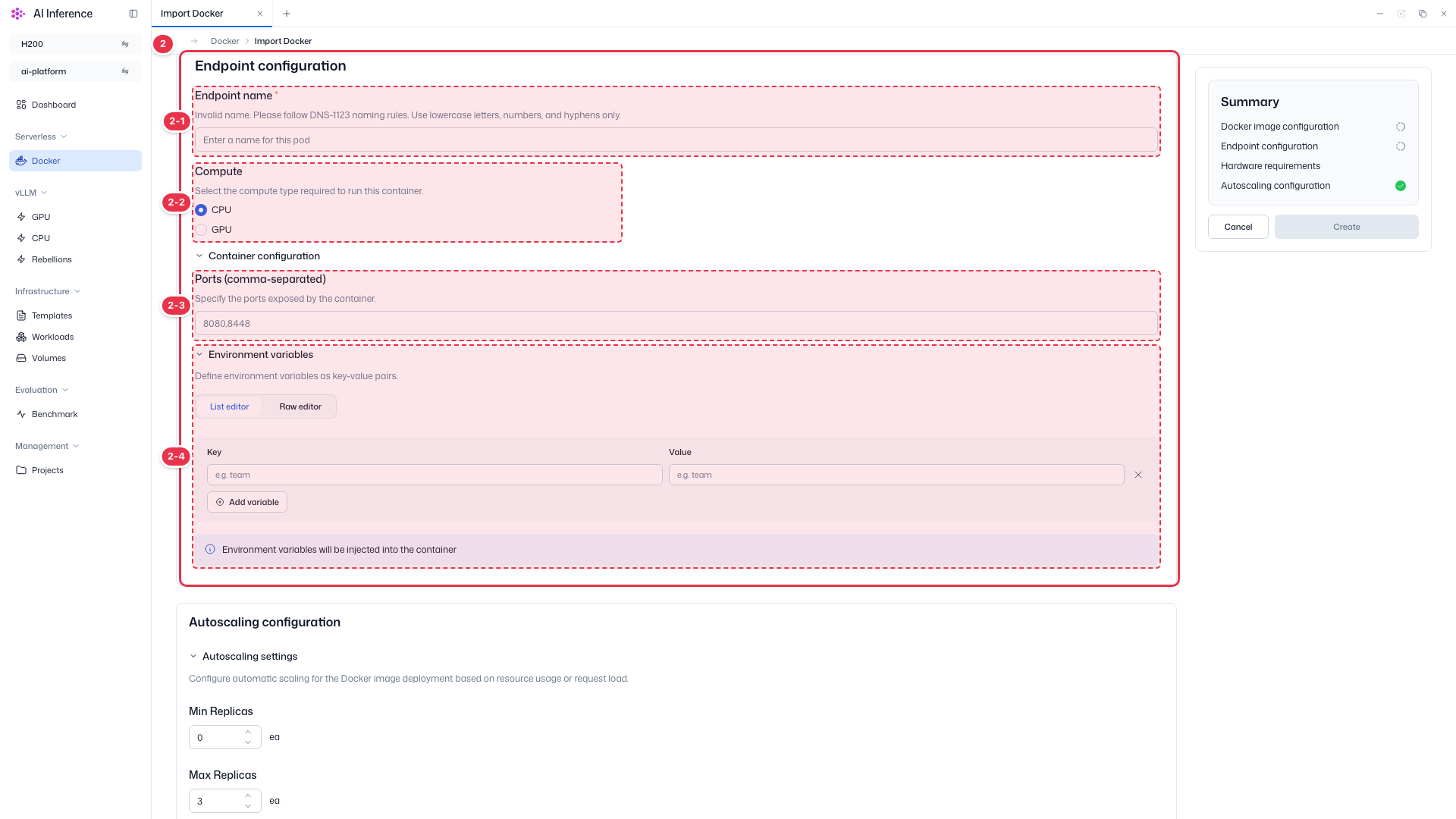 Endpoint configuration