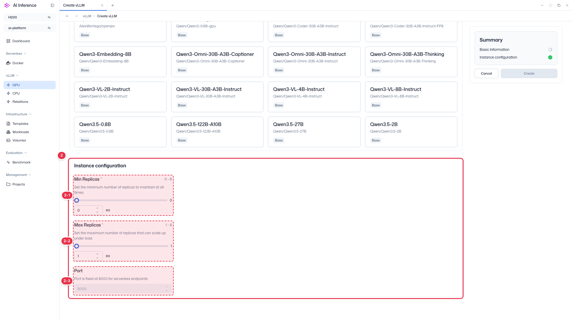 Instance configuration